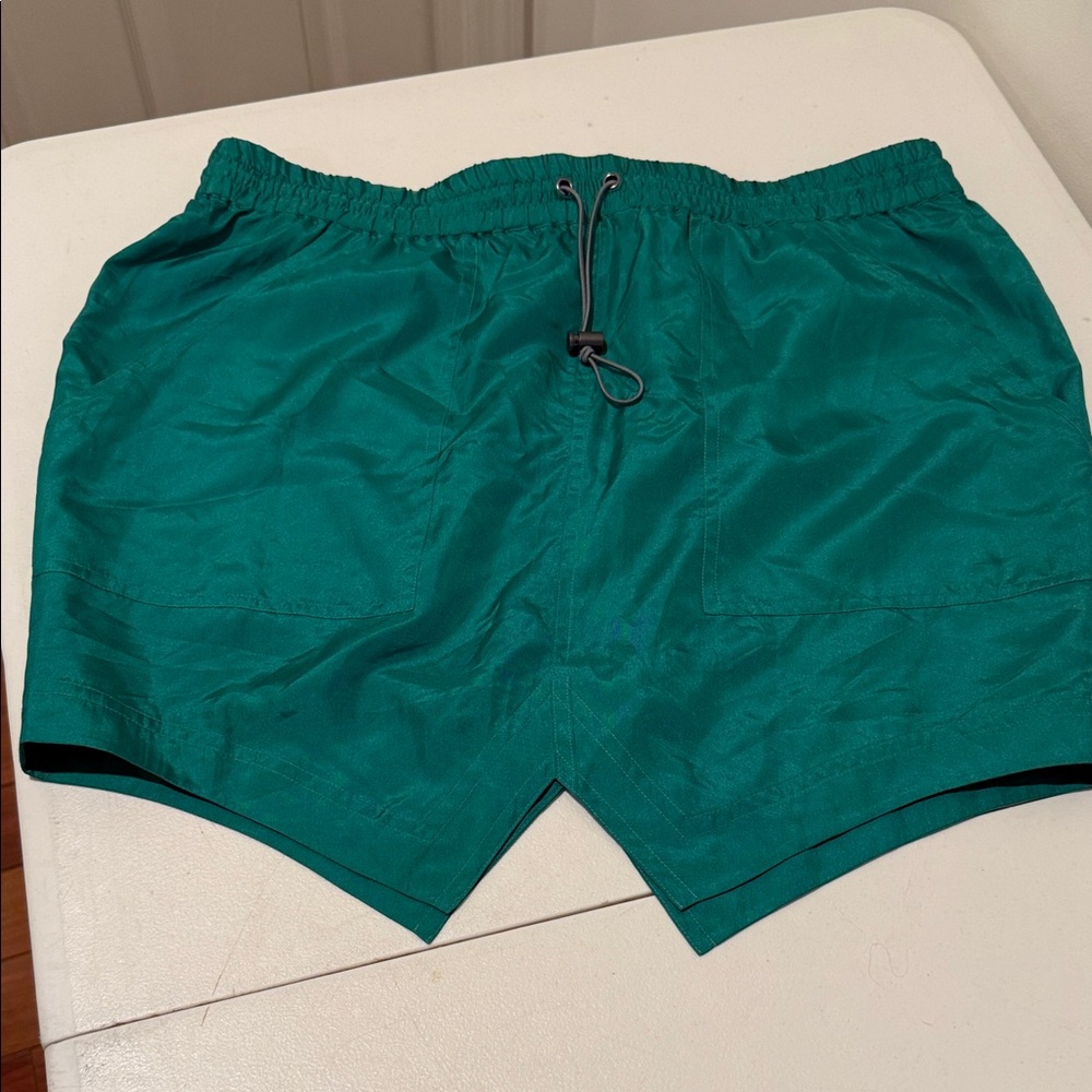 NWT MINI SKIRT Beach Summer Party Jungle Green 100% Silk drawstring Vacation Med - Picture 4 of 12